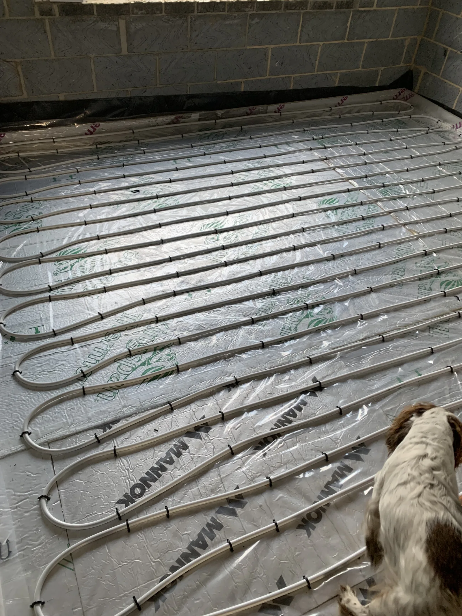 Complete underfloor heating installation in Great Moulton showing pipe runs