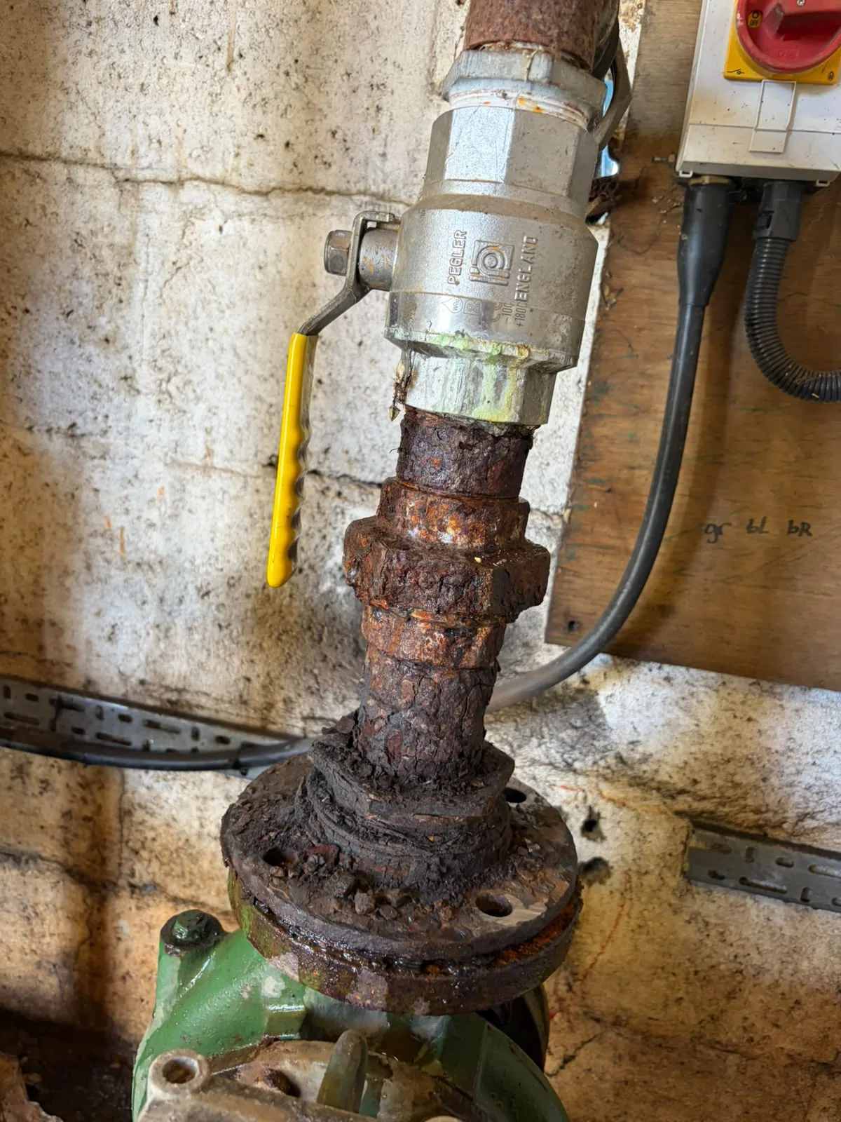 New ball valve and fittings installed on Beeston farm borehole