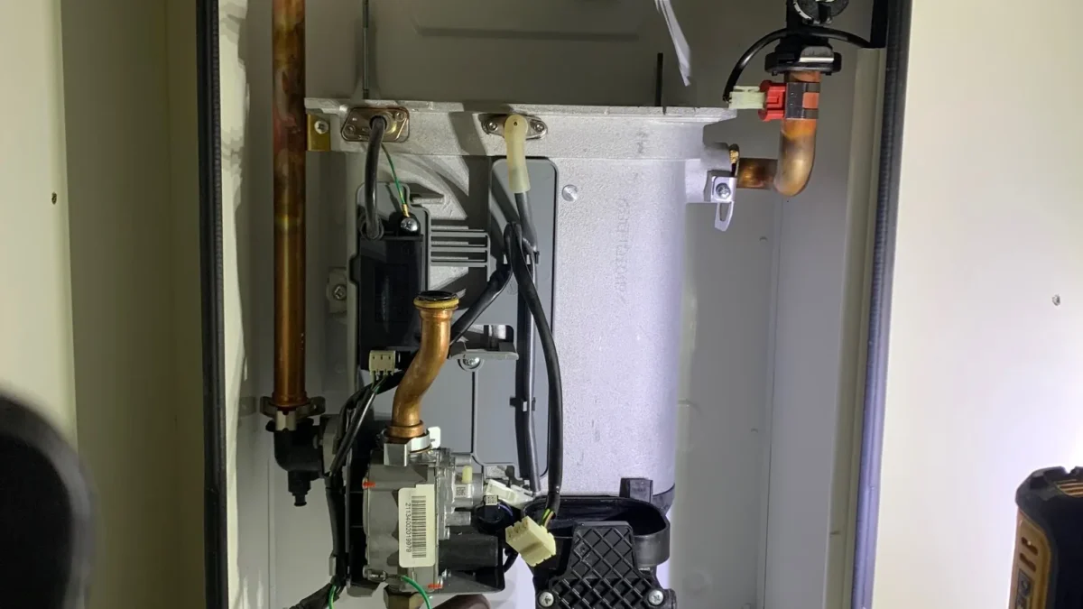 Ideal Logic Heat 15 gas boiler internal components during service in Sprowston Norfolk