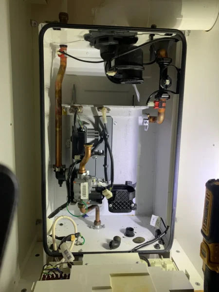 Ideal Logic Heat 15 gas boiler internal components during service in Sprowston Norfolk